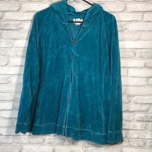 New York Laundry Velvety Turquoise Zip Hoodie 2X